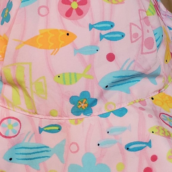 I Play Baby Bucket Sun Hat 0–6 Months Pink Fish Print UPF 50+ - Picture 5 of 8